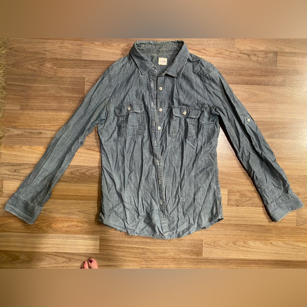 J. Crew Chambray Button Down Size Small - image 1